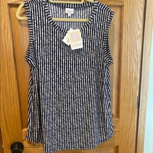 Women's Navy and White Striped Top- LuLaRue NWT